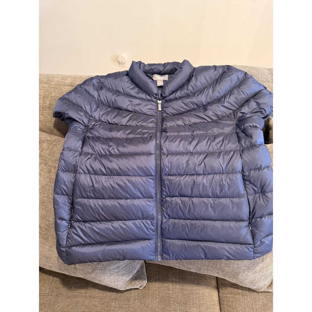 Martha Stewart Jacket Womens XL Navy Down Puffer Short Sleeve Full Zip Quilted - Picture 15 of 15